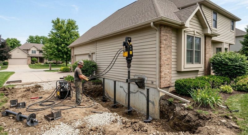 Helical Piers Installation in Milford, MI